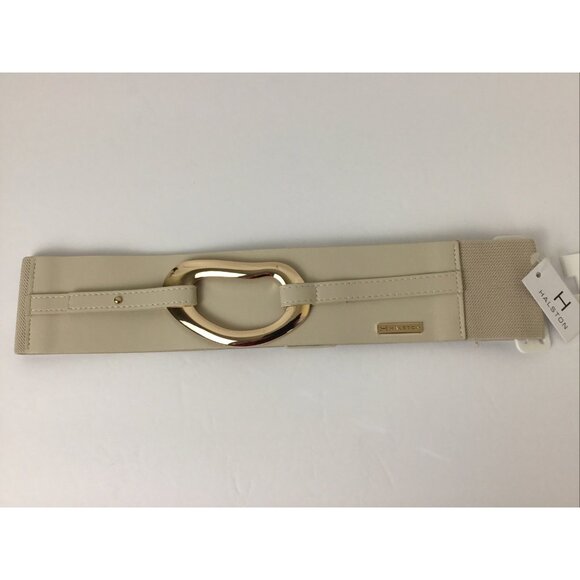 Halston Gold Metal Chain Link Detail Belt Stretch Size S M Preppy Retro Y2K New - Picture 1 of 8